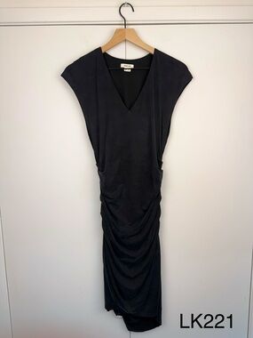 Helmut Lang Torrent Side Ruched Dress Black M